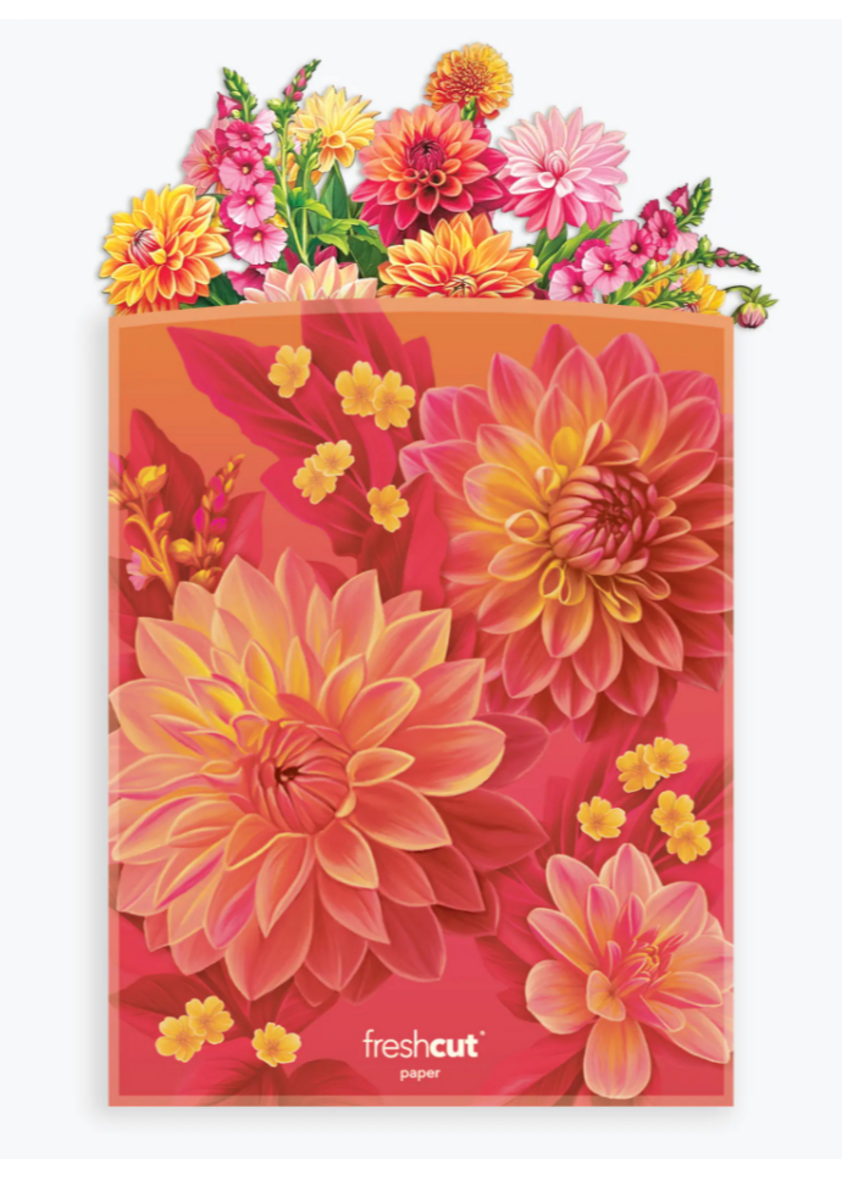 Fresh Cut Paper Dahlia Sunrise Pop Up Flower Bouquet