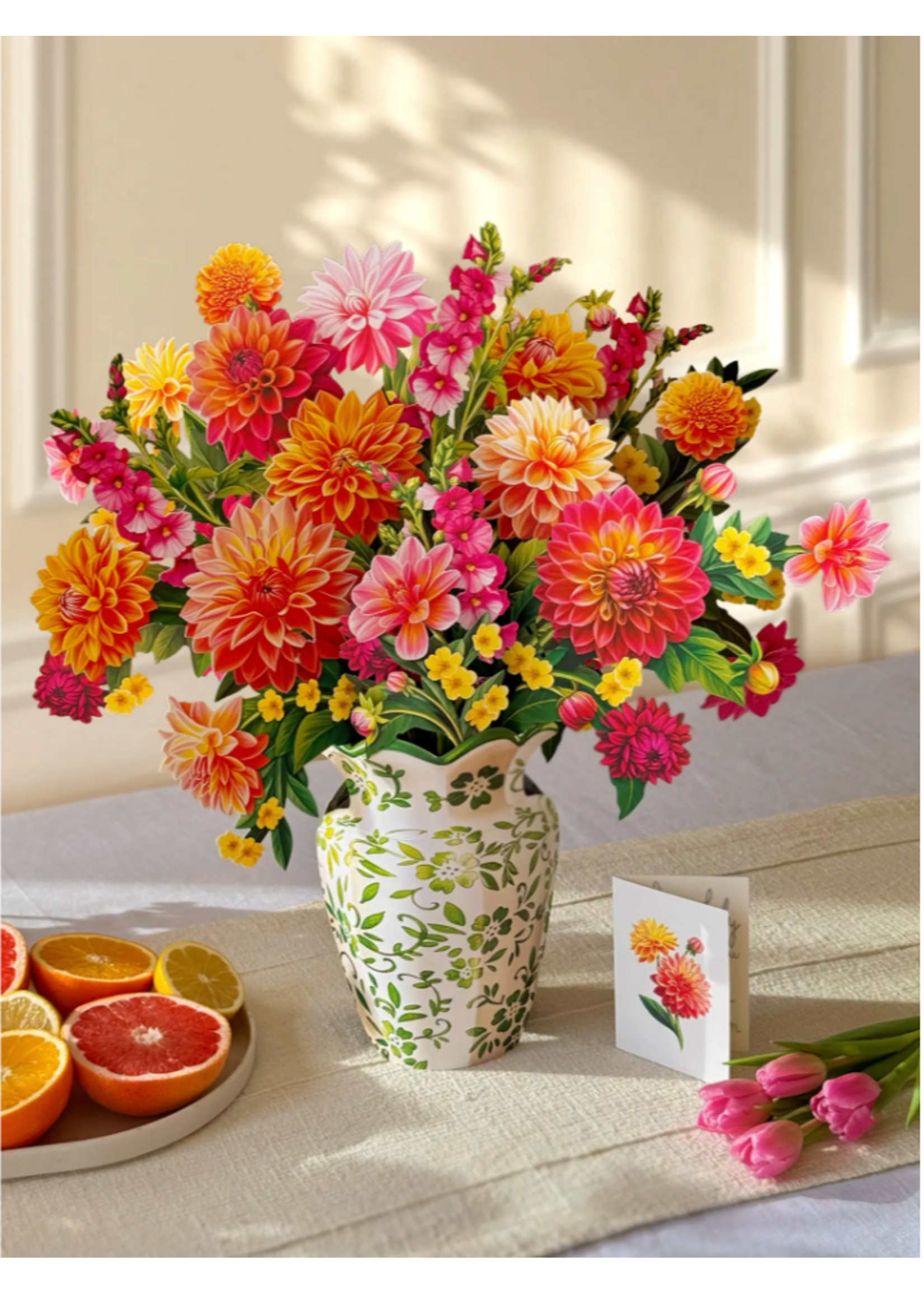 Fresh Cut Paper Dahlia Sunrise Pop Up Flower Bouquet