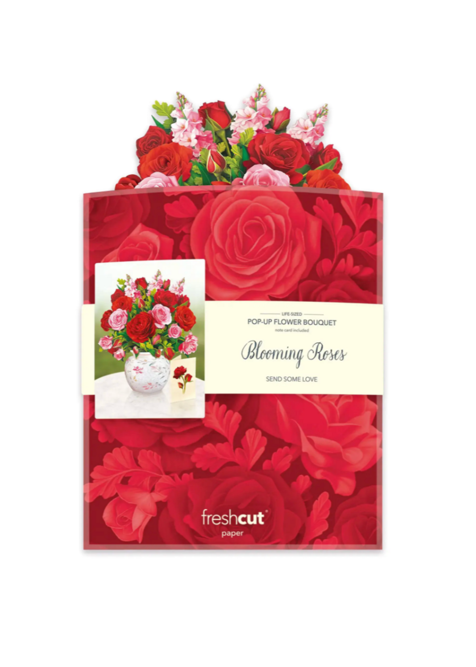 Fresh Cut Paper Blooming Roses Pop Up Flower Bouquet