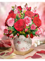 Fresh Cut Paper Blooming Roses Pop Up Flower Bouquet