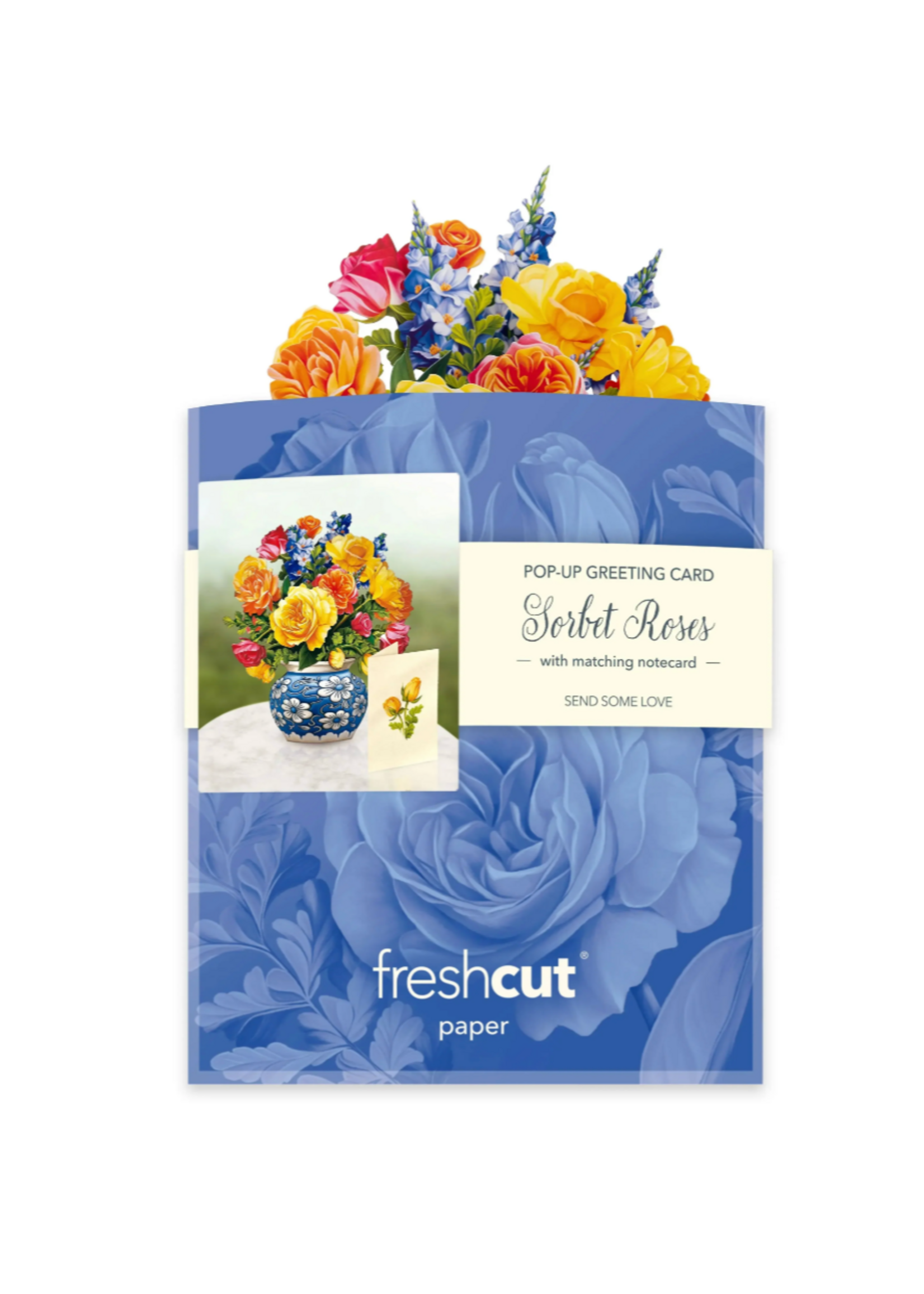 Fresh Cut Paper Sorbet Roses Mini Pop Up Flower Bouquet