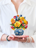 Fresh Cut Paper Sorbet Roses Mini Pop Up Flower Bouquet