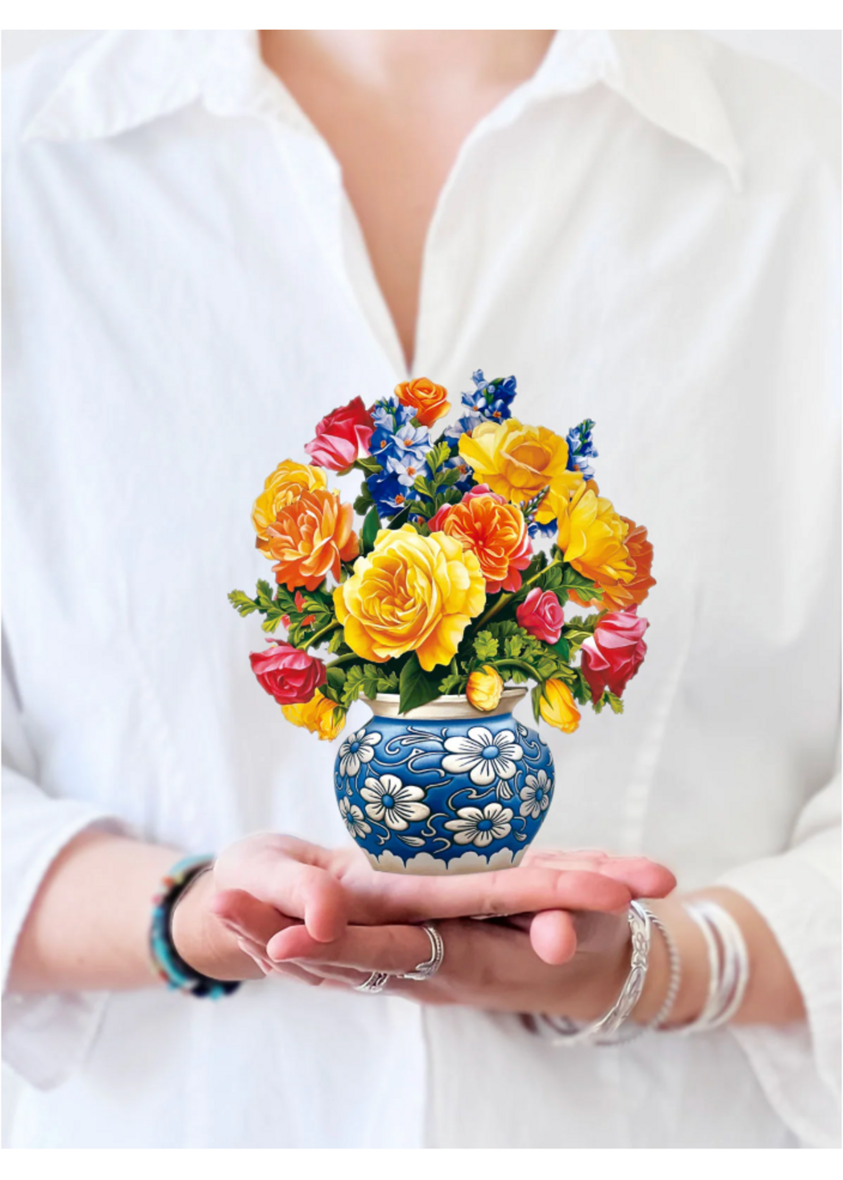 Fresh Cut Paper Sorbet Roses Mini Pop Up Flower Bouquet