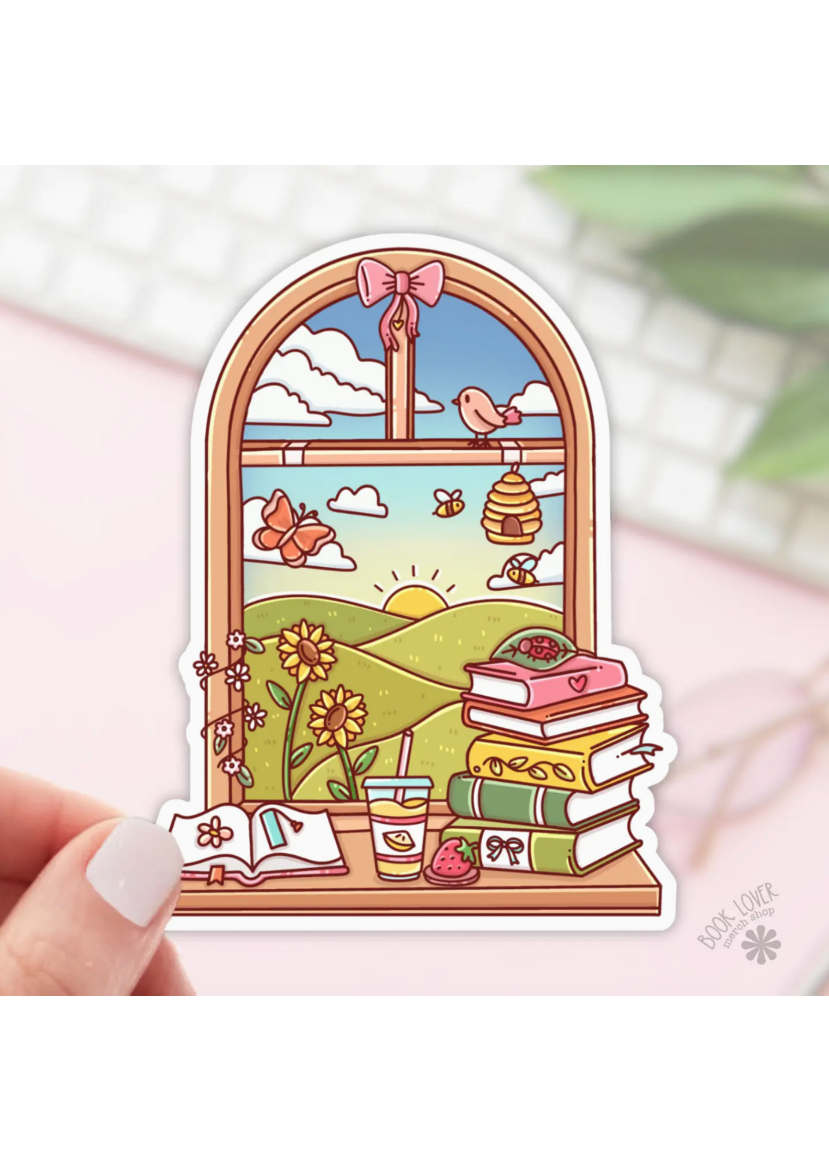 Book Lover Merch Shop Bookish Summer Window Vinyl Sticker