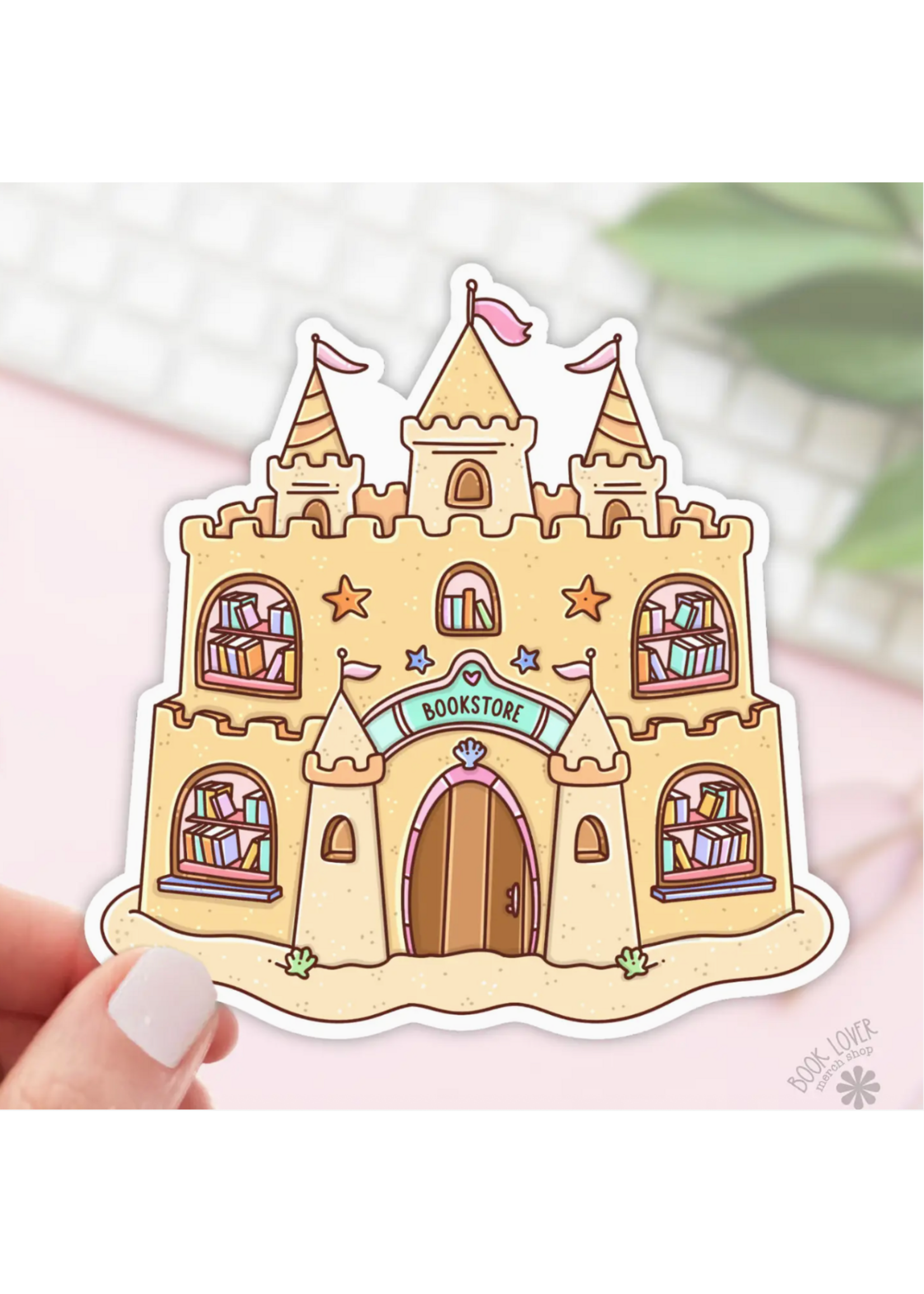 Book Lover Merch Shop Sand Castle Bookstore Vinyl Sticker