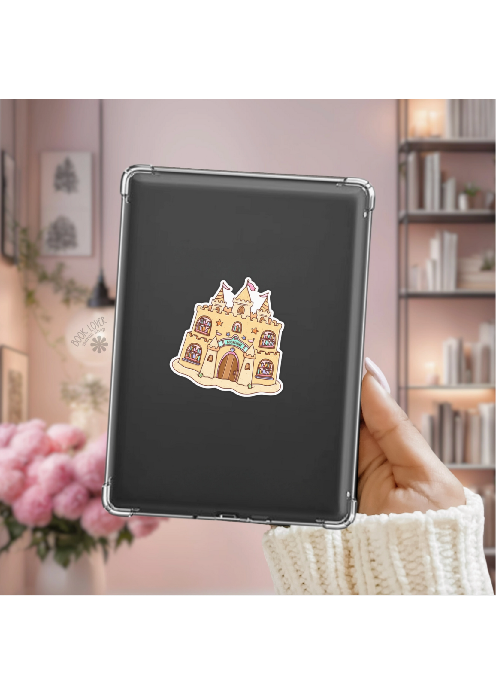 Book Lover Merch Shop Sand Castle Bookstore Vinyl Sticker