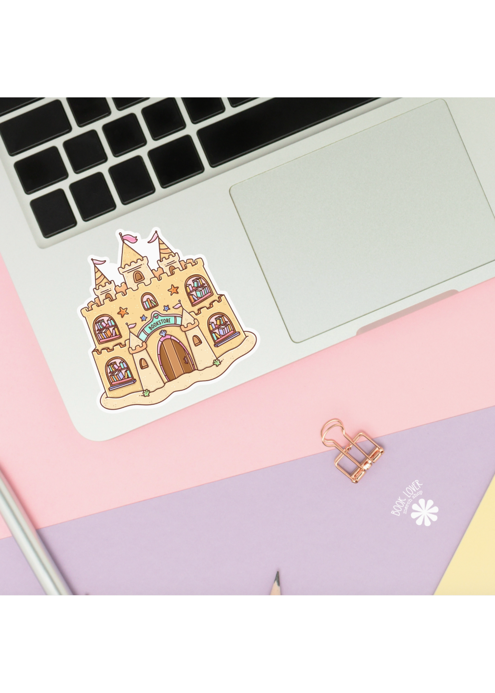 Book Lover Merch Shop Sand Castle Bookstore Vinyl Sticker
