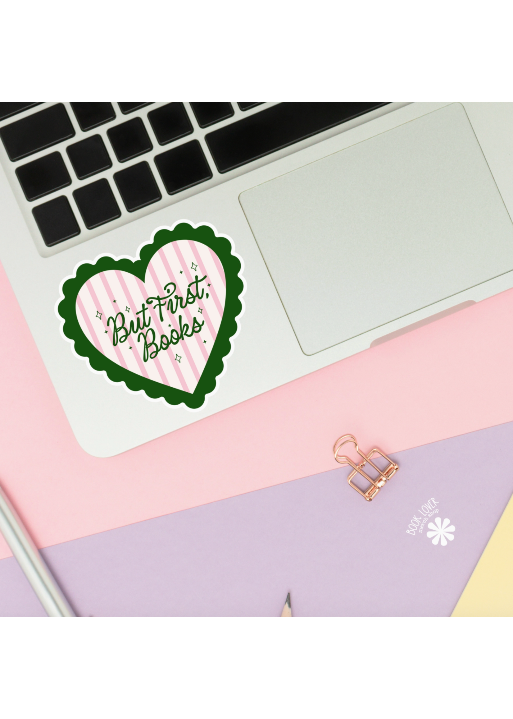 Book Lover Merch Shop But First Books Vinyl Sticker