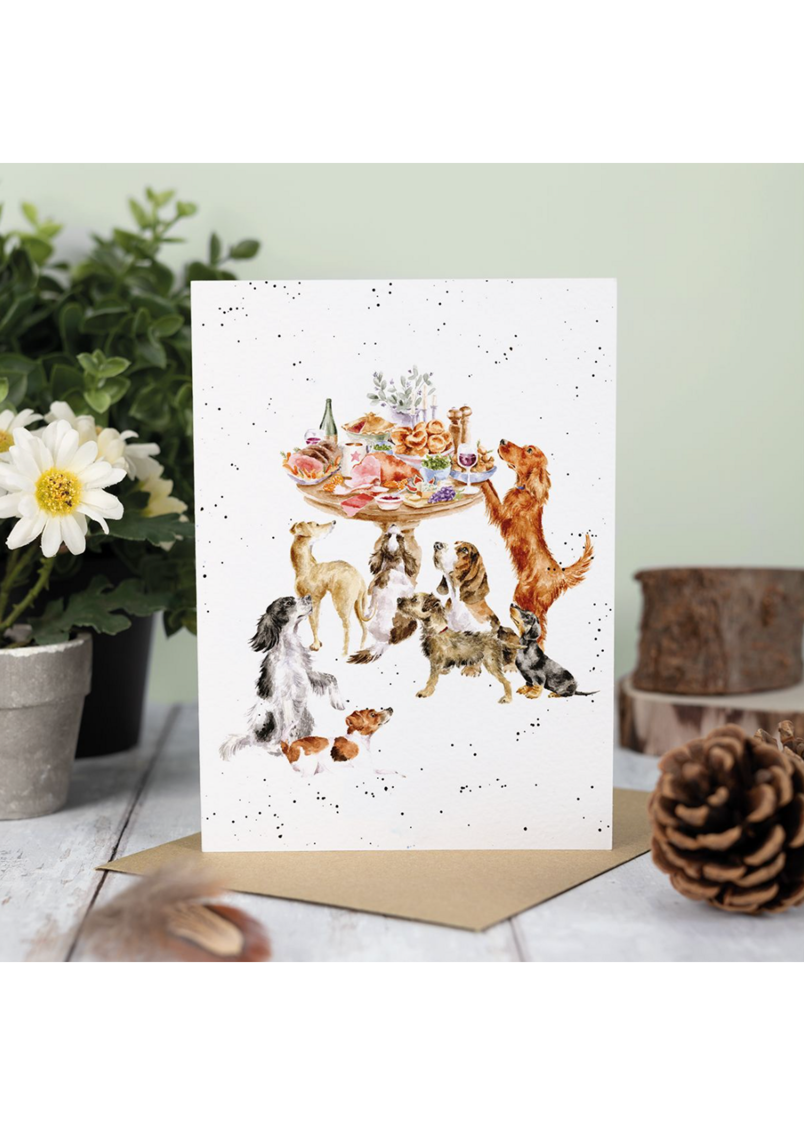 Wrendale Designs Sunday Lunch Animals Table Greeting Card