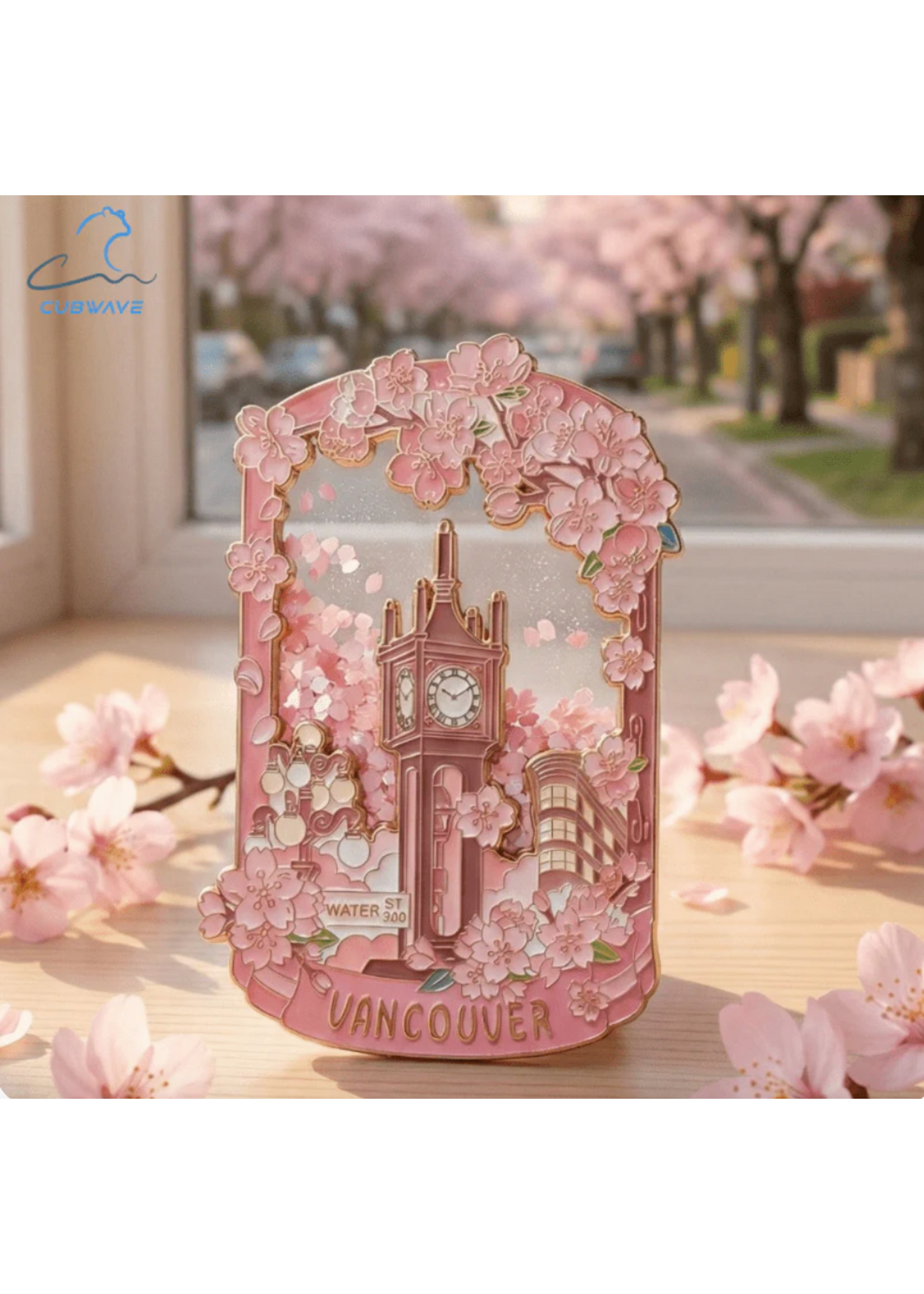 Cubwave Vancouver Sakura Flow Steam Clock Magnet