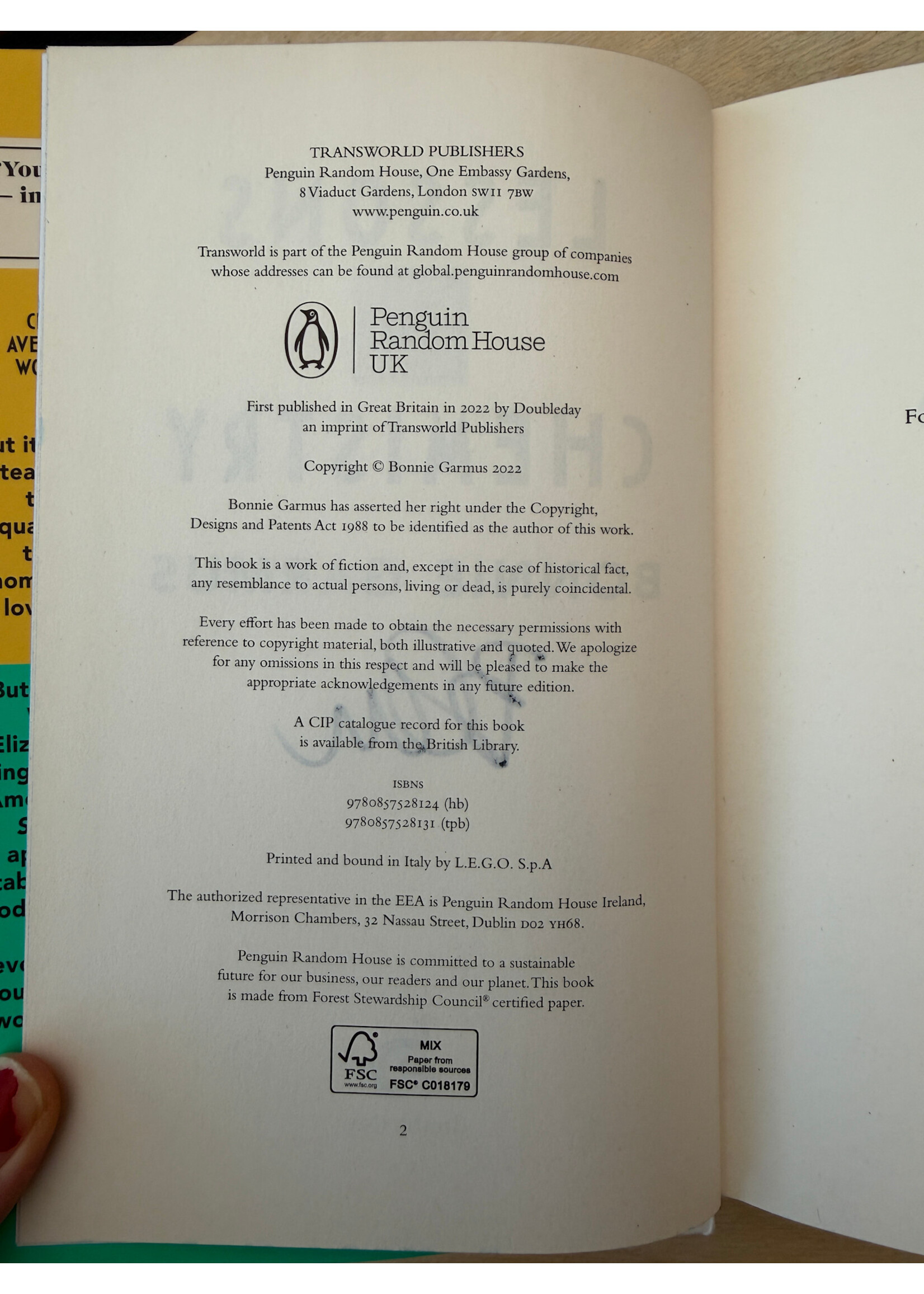 Lessons in Chemistry by Bonnie Garmus Signed (IN STORE PICKUP ONLY)