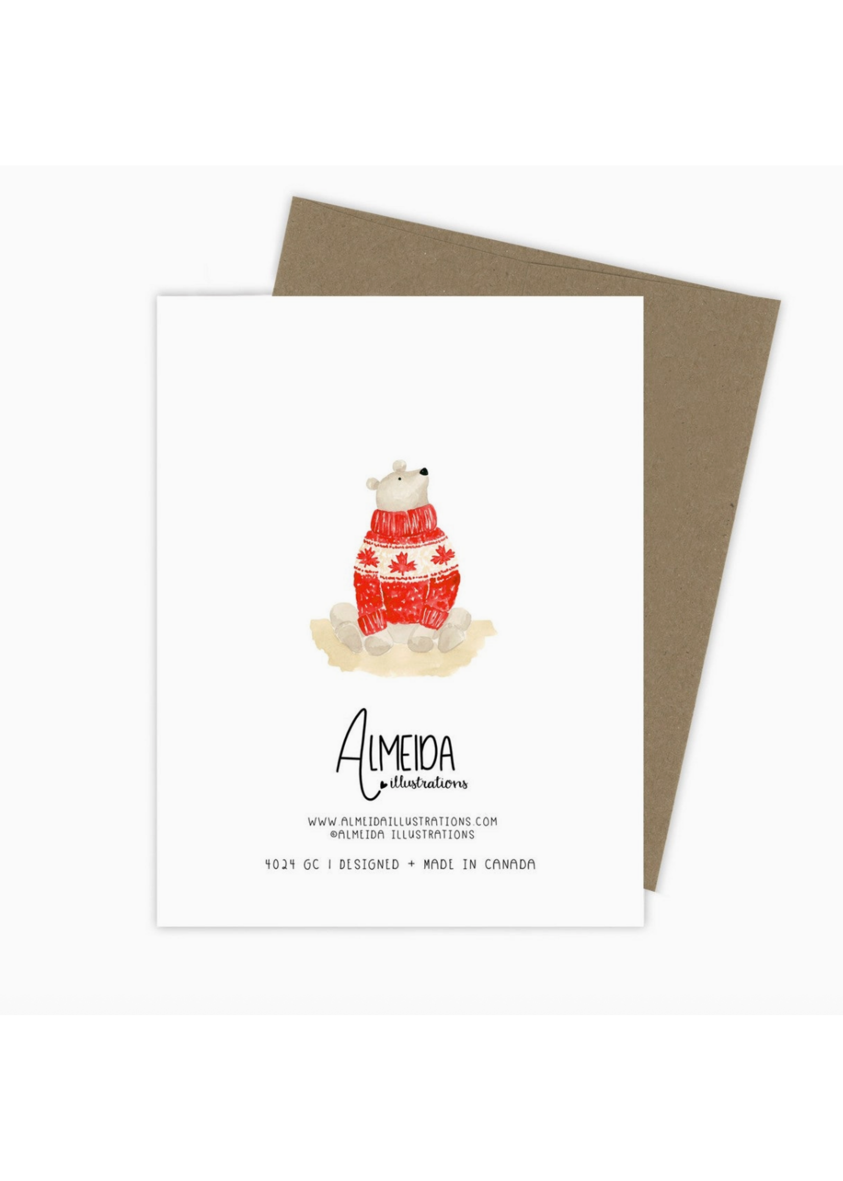 Almeida Illustrations Canadian Polar Bear Greeting Card