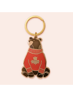 Almeida Illustrations Grizzly Bear with Sweater Keychain