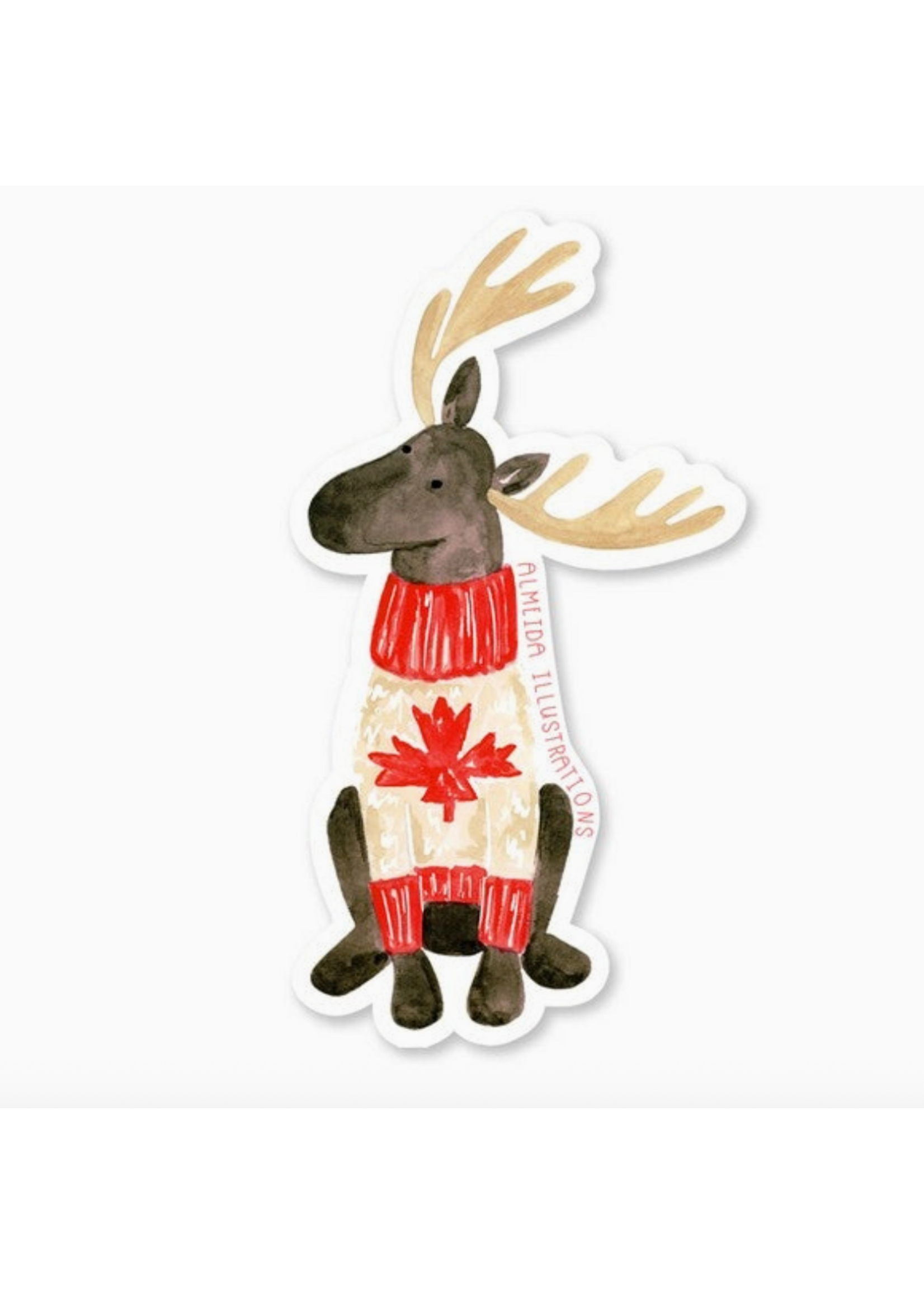 Almeida Illustrations Maple Moose with Sweater Sticker