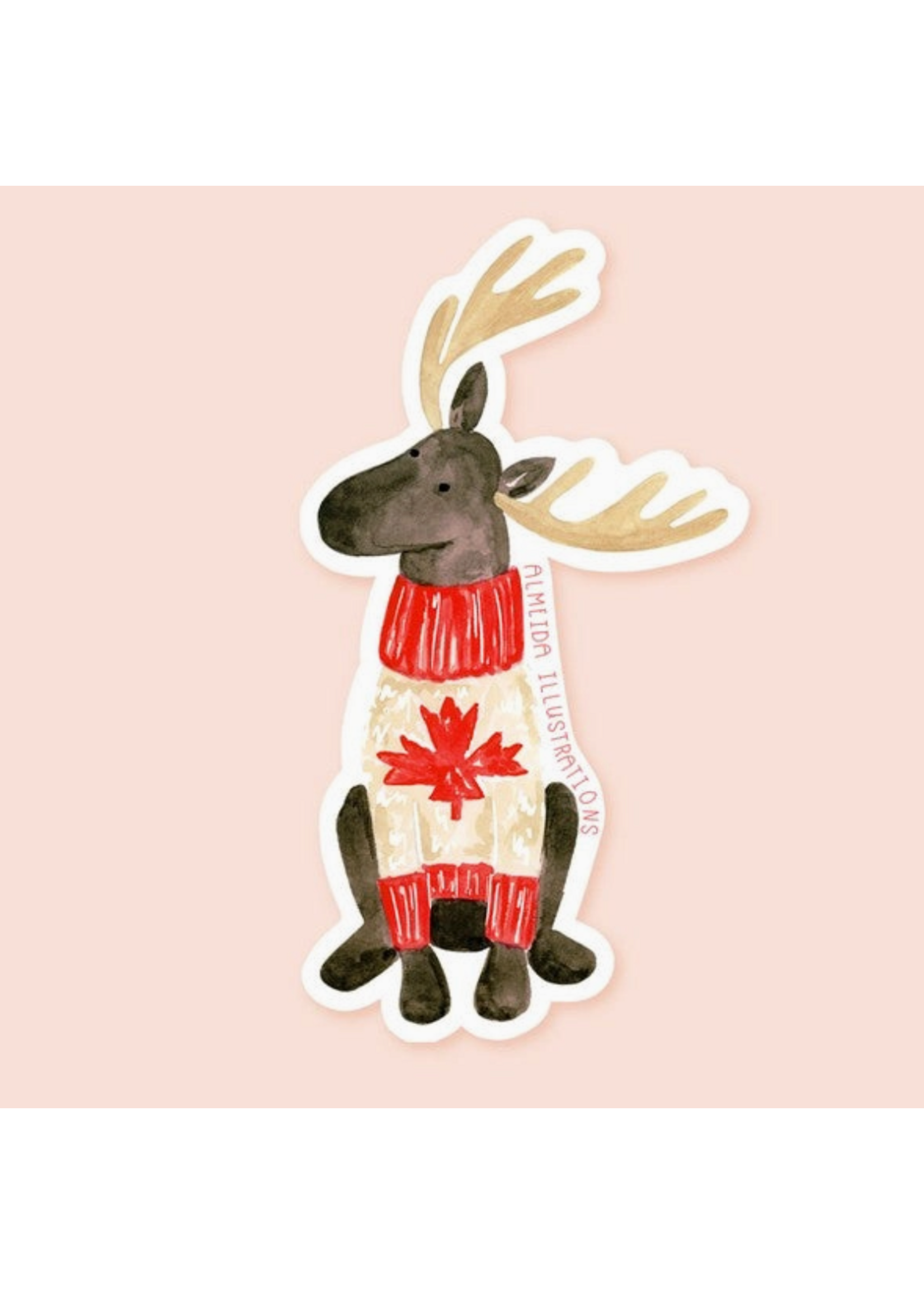 Almeida Illustrations Maple Moose with Sweater Sticker