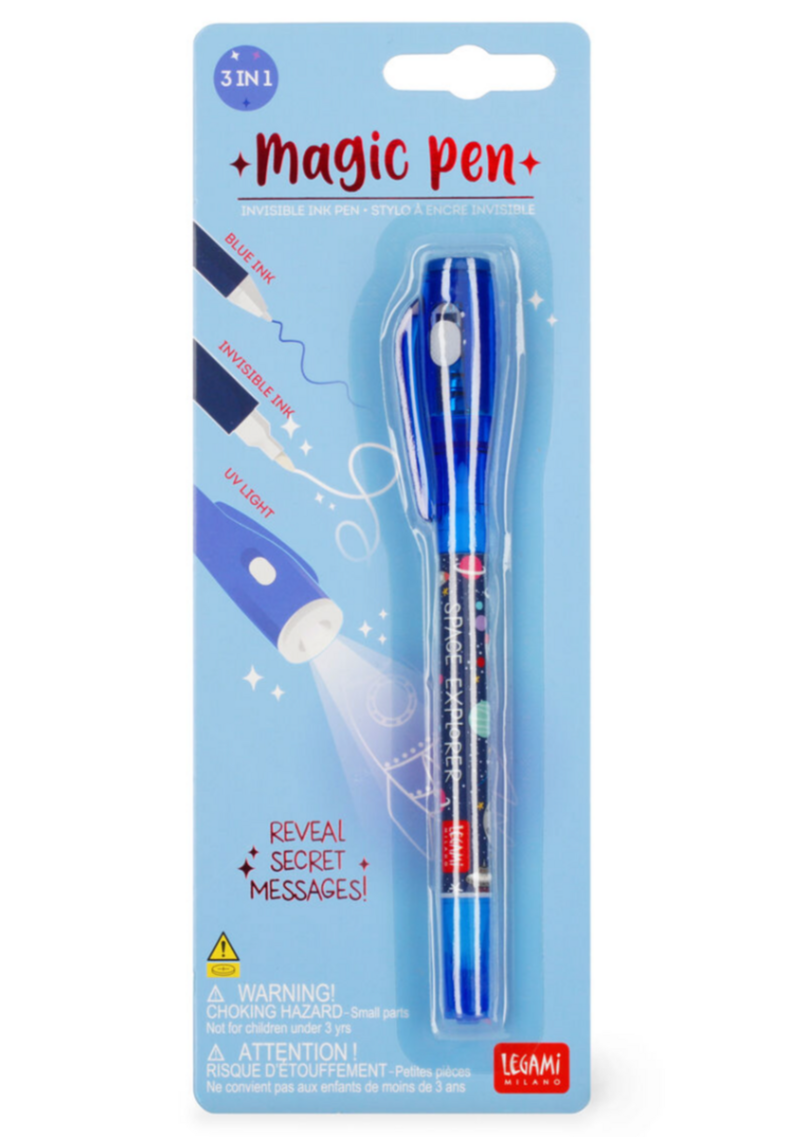 Legami Magic Invisible Ink Pen Blue 3 in 1