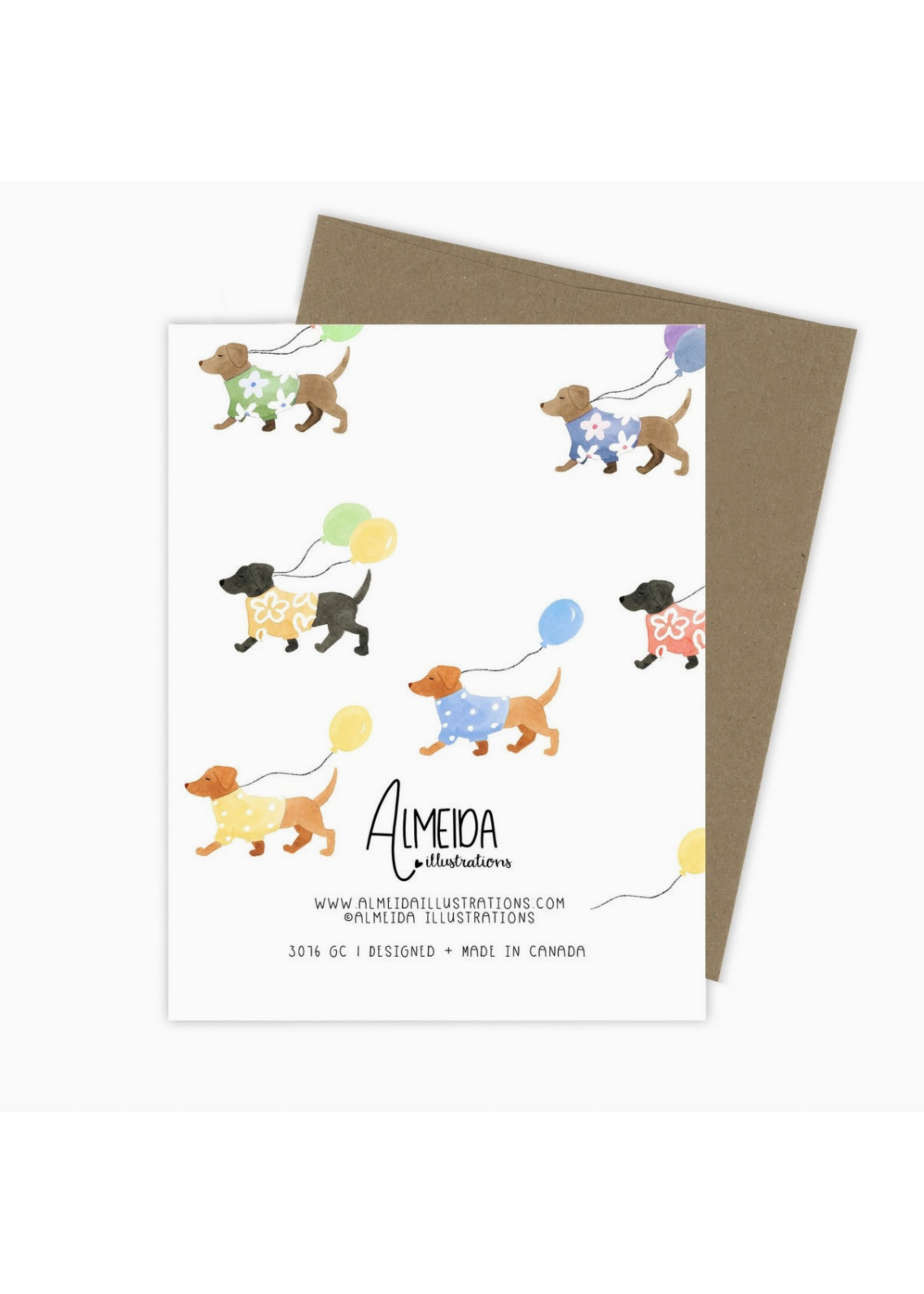 Almeida Illustrations Let's Party Dogs with Balloons