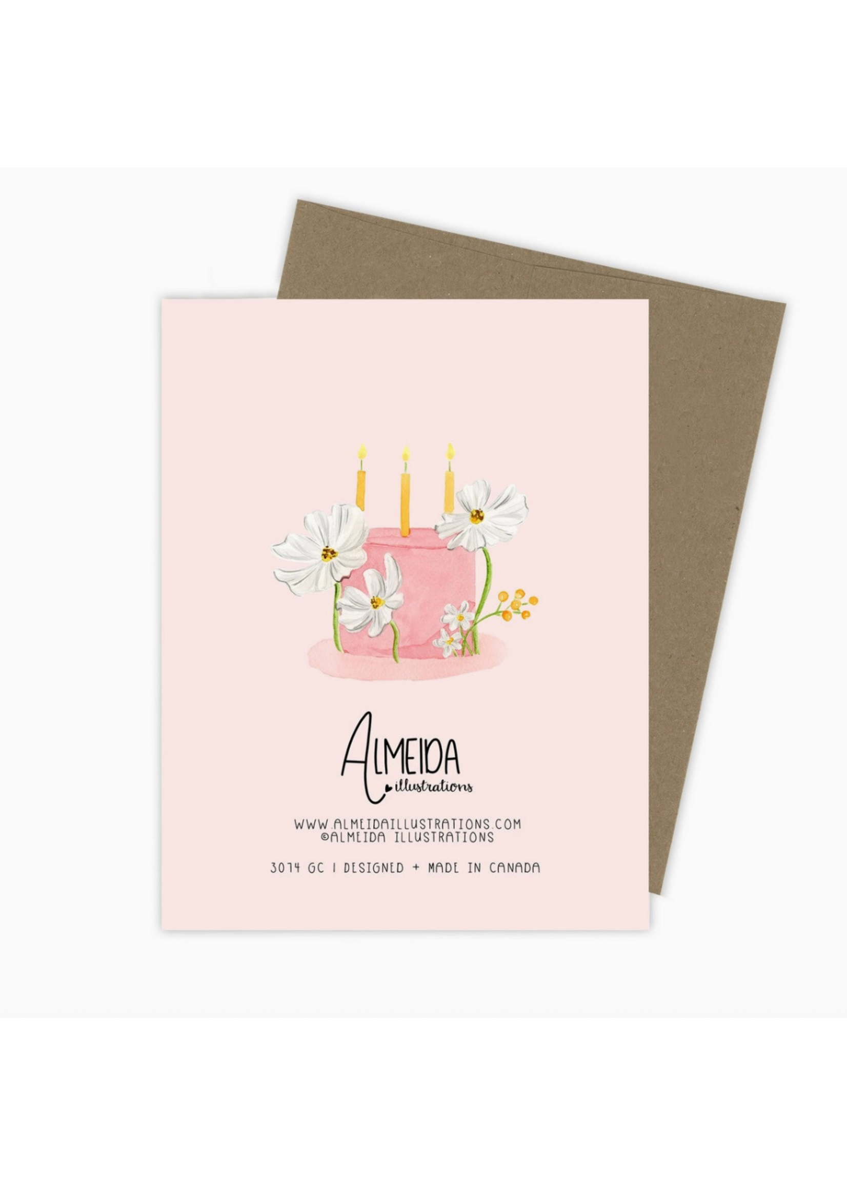 Almeida Illustrations Floral Cake Pink