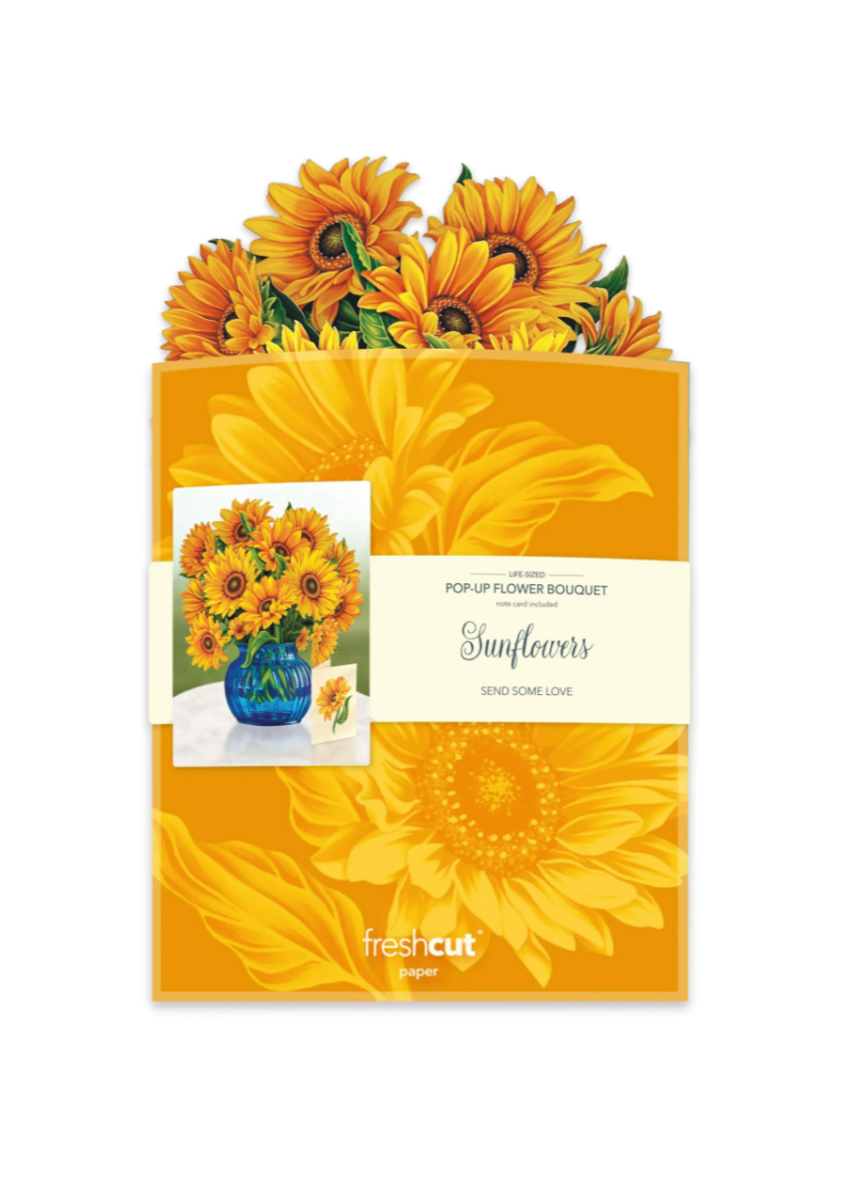 Fresh Cut Paper Sunflowers Mini Pop Up Flower Bouquet