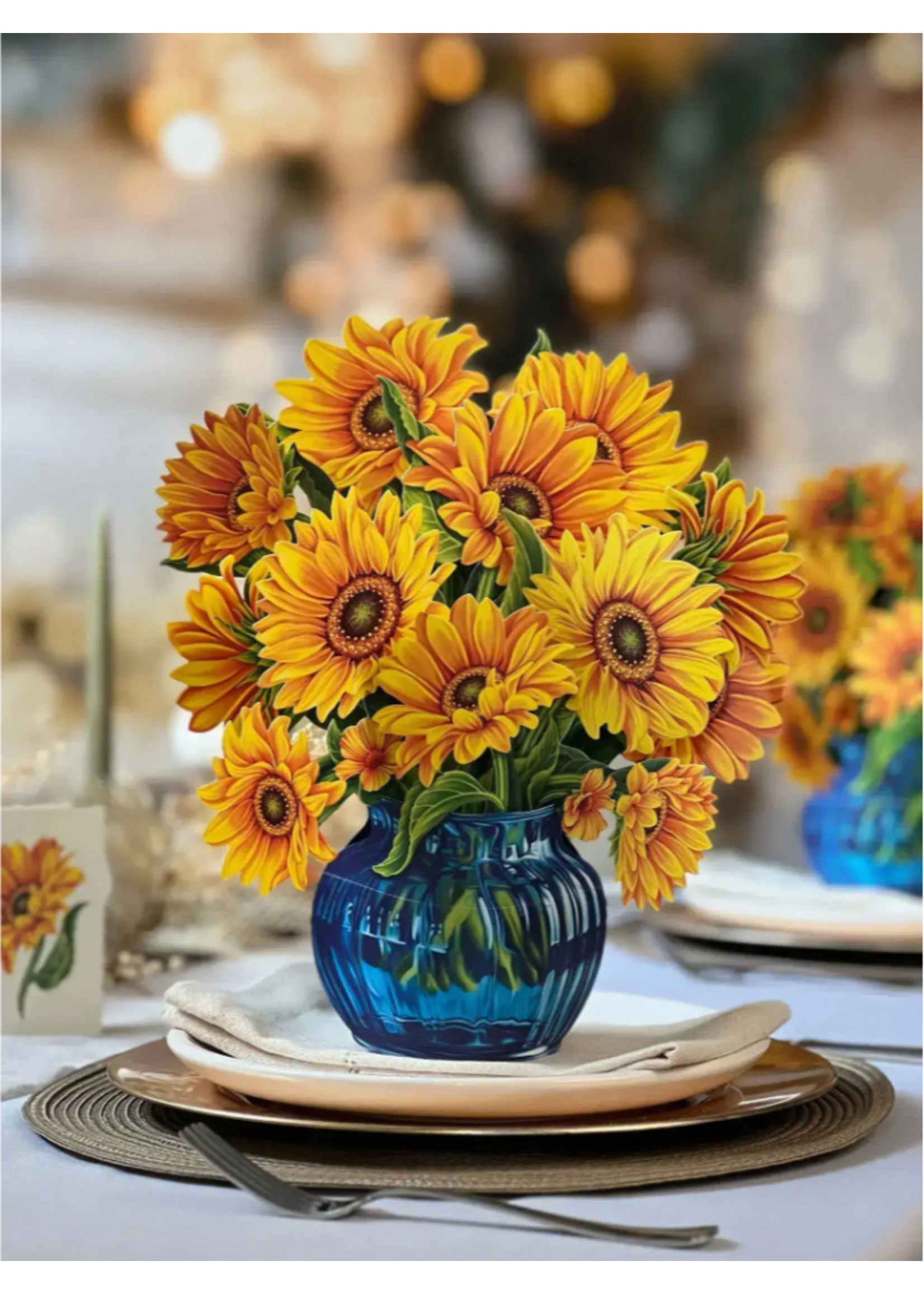 Fresh Cut Paper Sunflowers Mini Pop Up Flower Bouquet