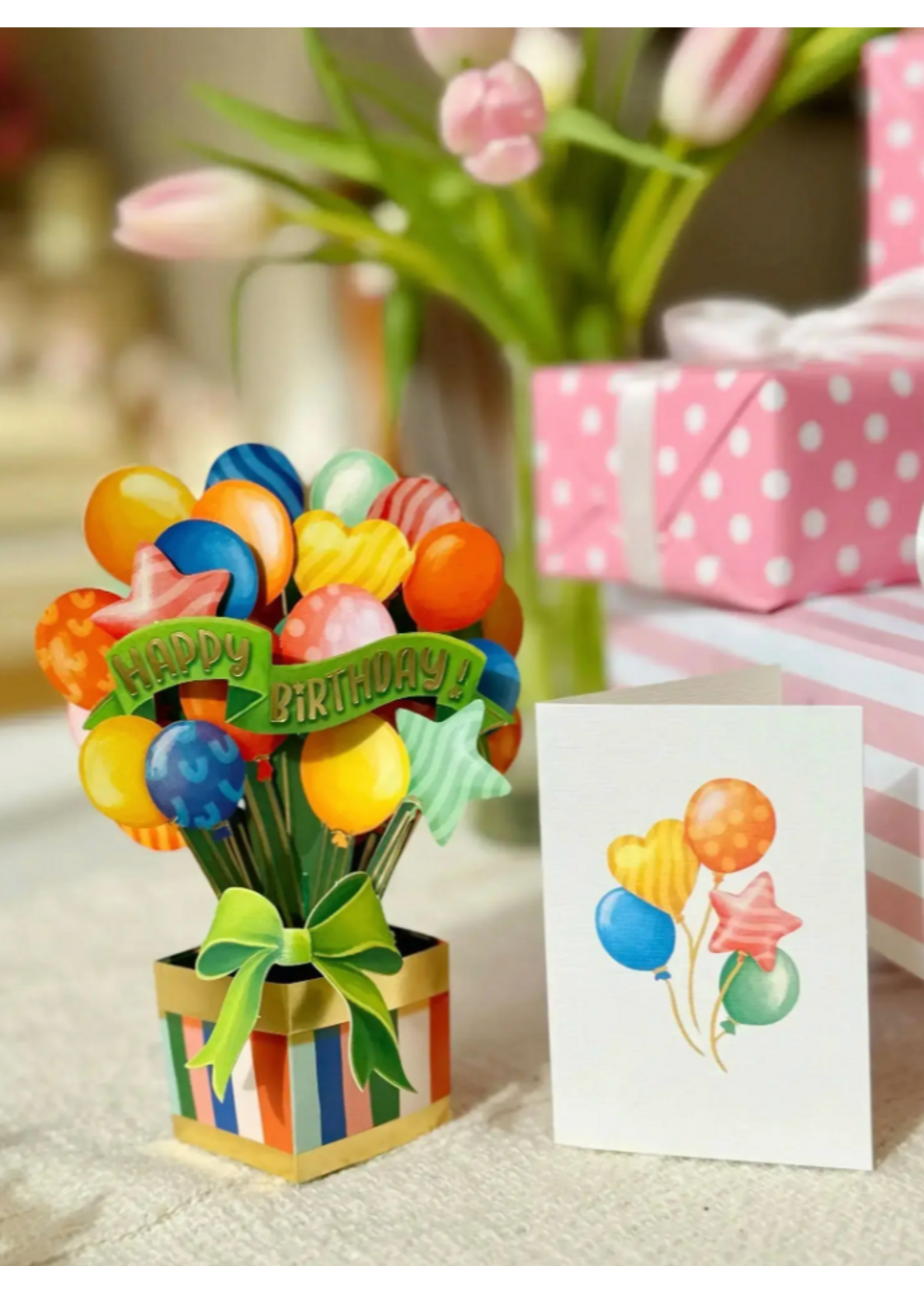 Fresh Cut Paper Birthday Balloons Mini Pop Up Flower Bouquet