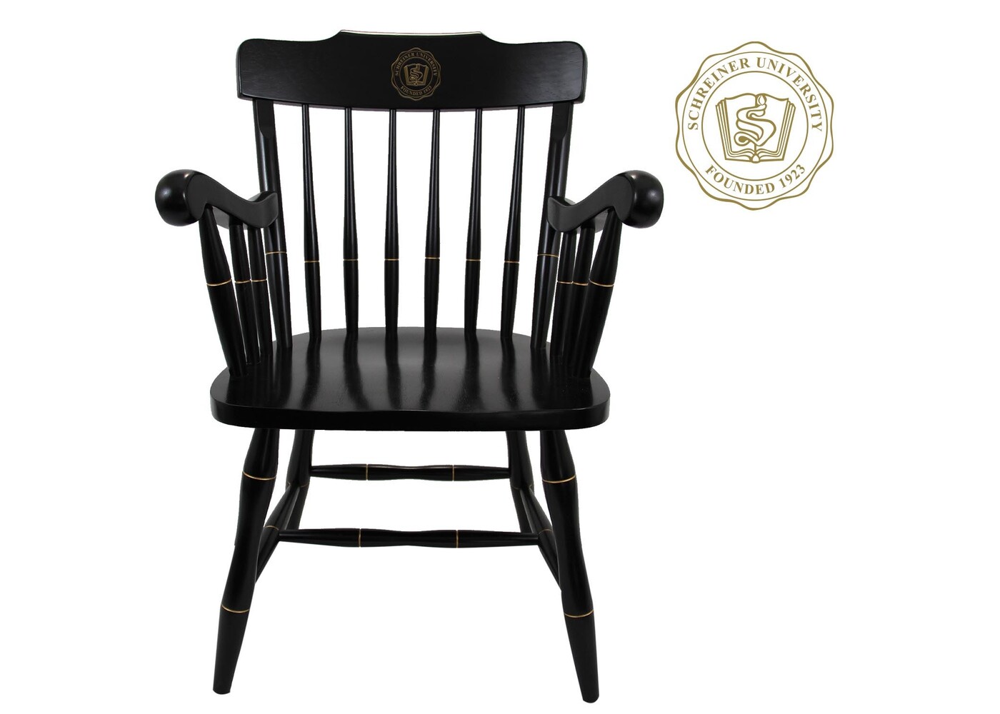 Black Captain Chair w Black Arms & Crown