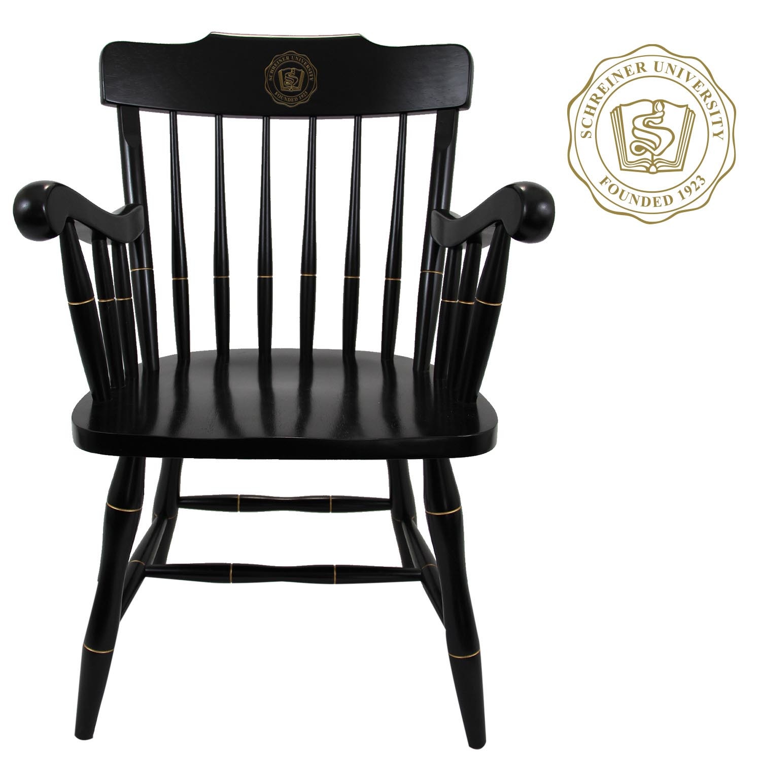 Black Captain Chair w Black Arms & Crown