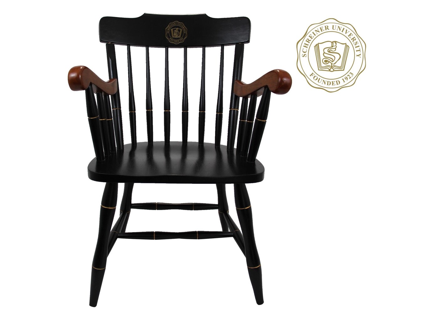 Black Captain Chair w Cherry Arms & Black Crown