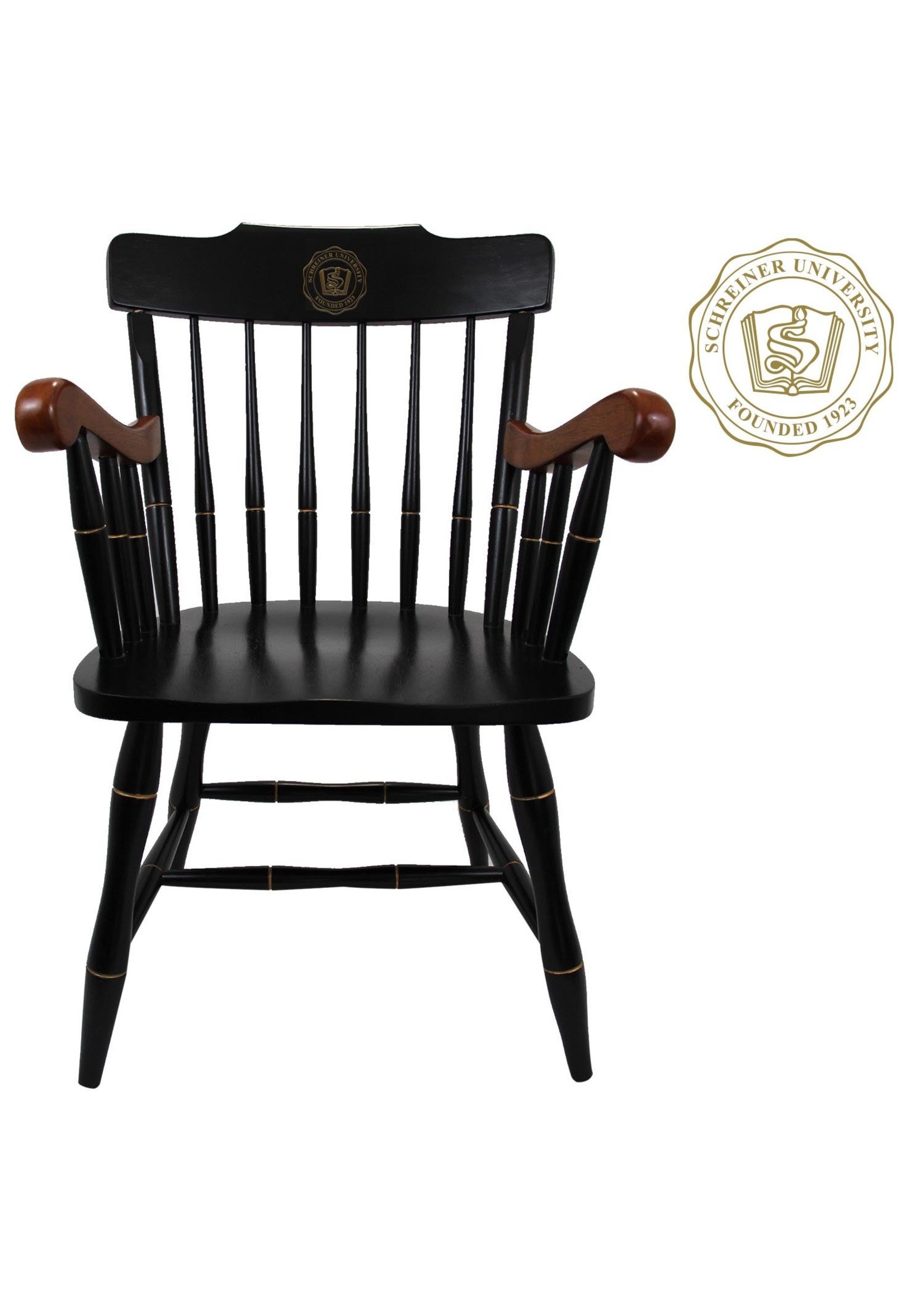 Black Captain Chair w Cherry Arms & Black Crown