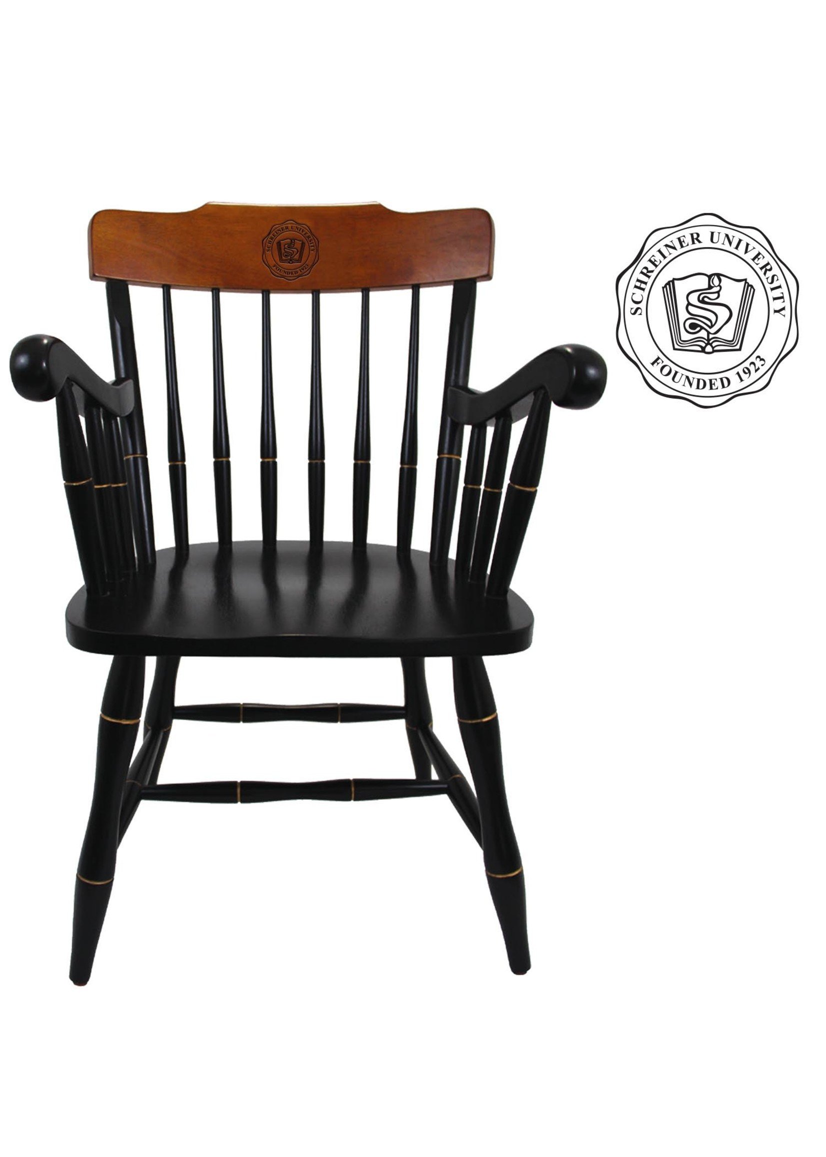 Black Captain Chair w Black Arms & Cherry Crown
