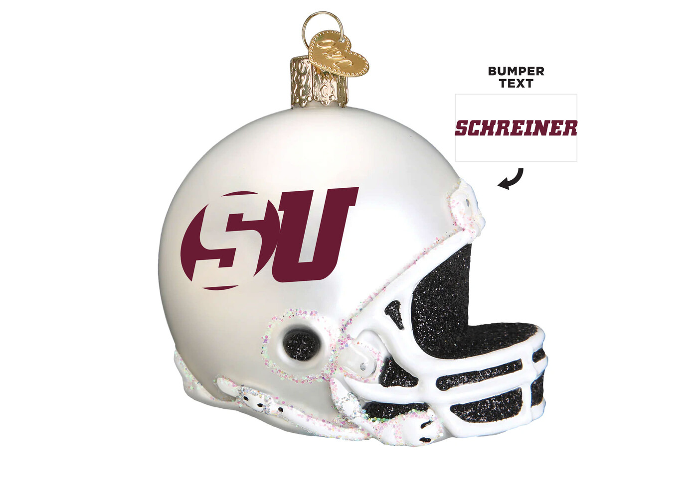 Schreiner Football Helmet Glass Ornament