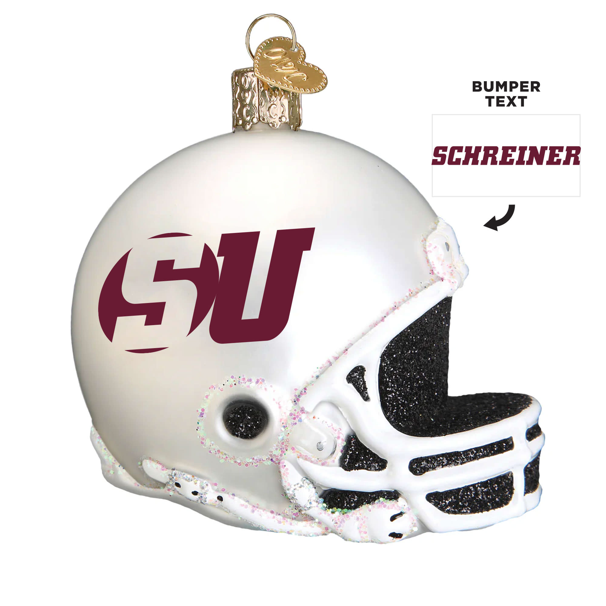 Schreiner Football Helmet Glass Ornament