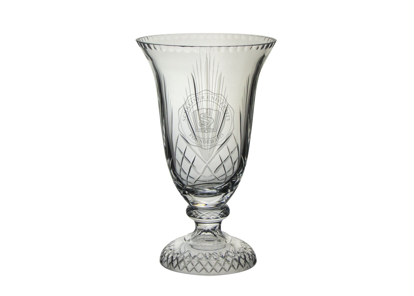 Campus Crystal Schreiner Full Leaded Handcut Footed Vase 14" H