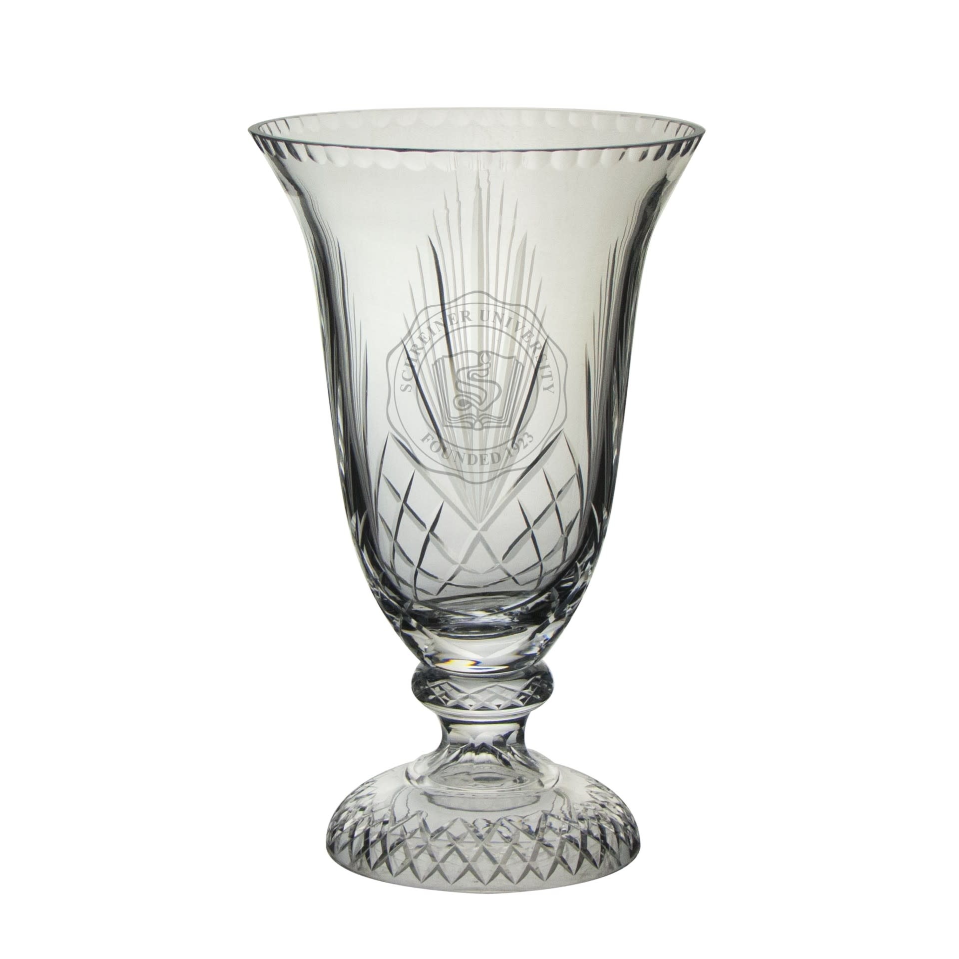 Campus Crystal Schreiner Full Leaded Handcut Footed Vase 14" H