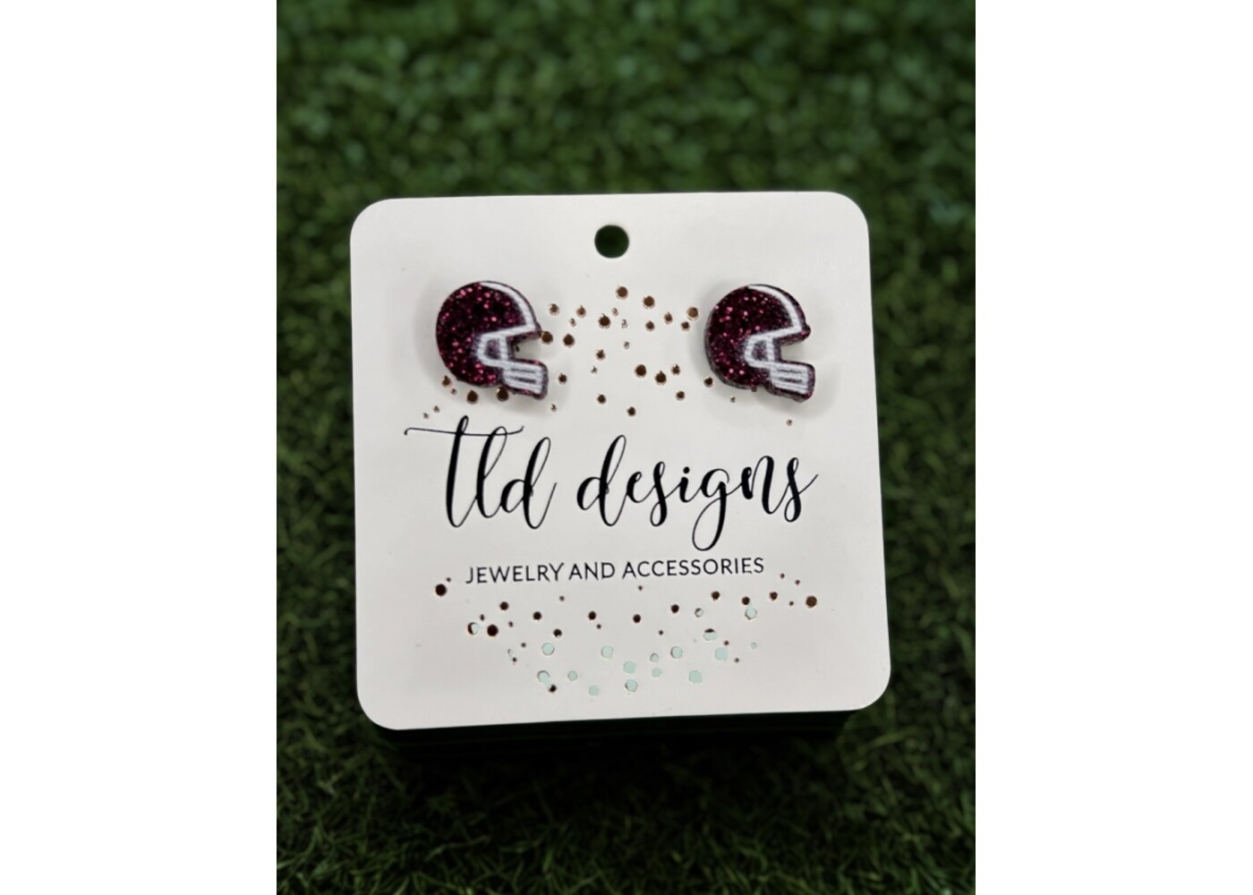 TLD Designs TLD Designs Schreiner Football Helmets Stud Earrings Maroon