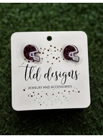 TLD Designs TLD Designs Schreiner Football Helmets Stud Earrings Maroon