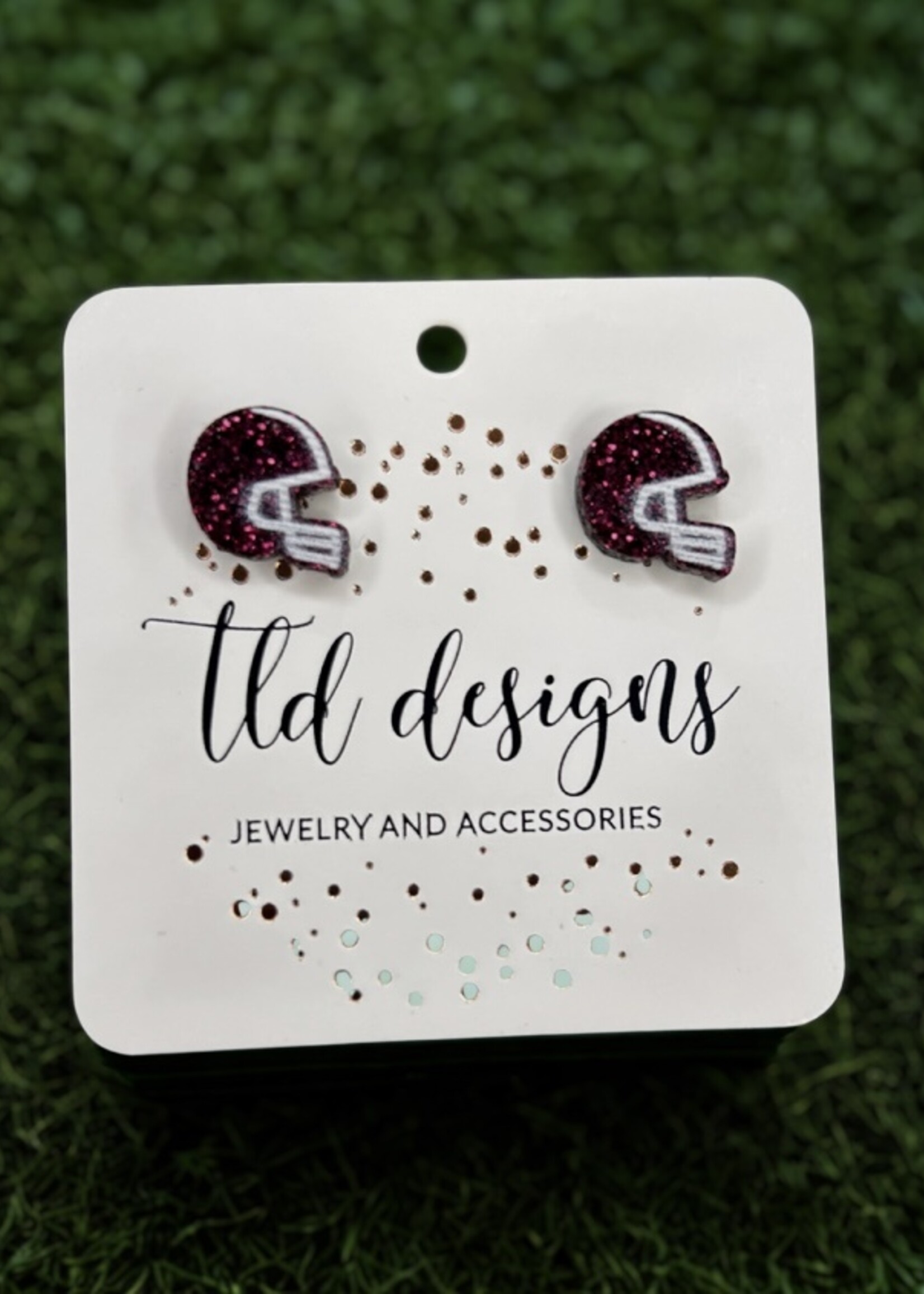 TLD Designs TLD Designs Schreiner Football Helmets Stud Earrings Maroon