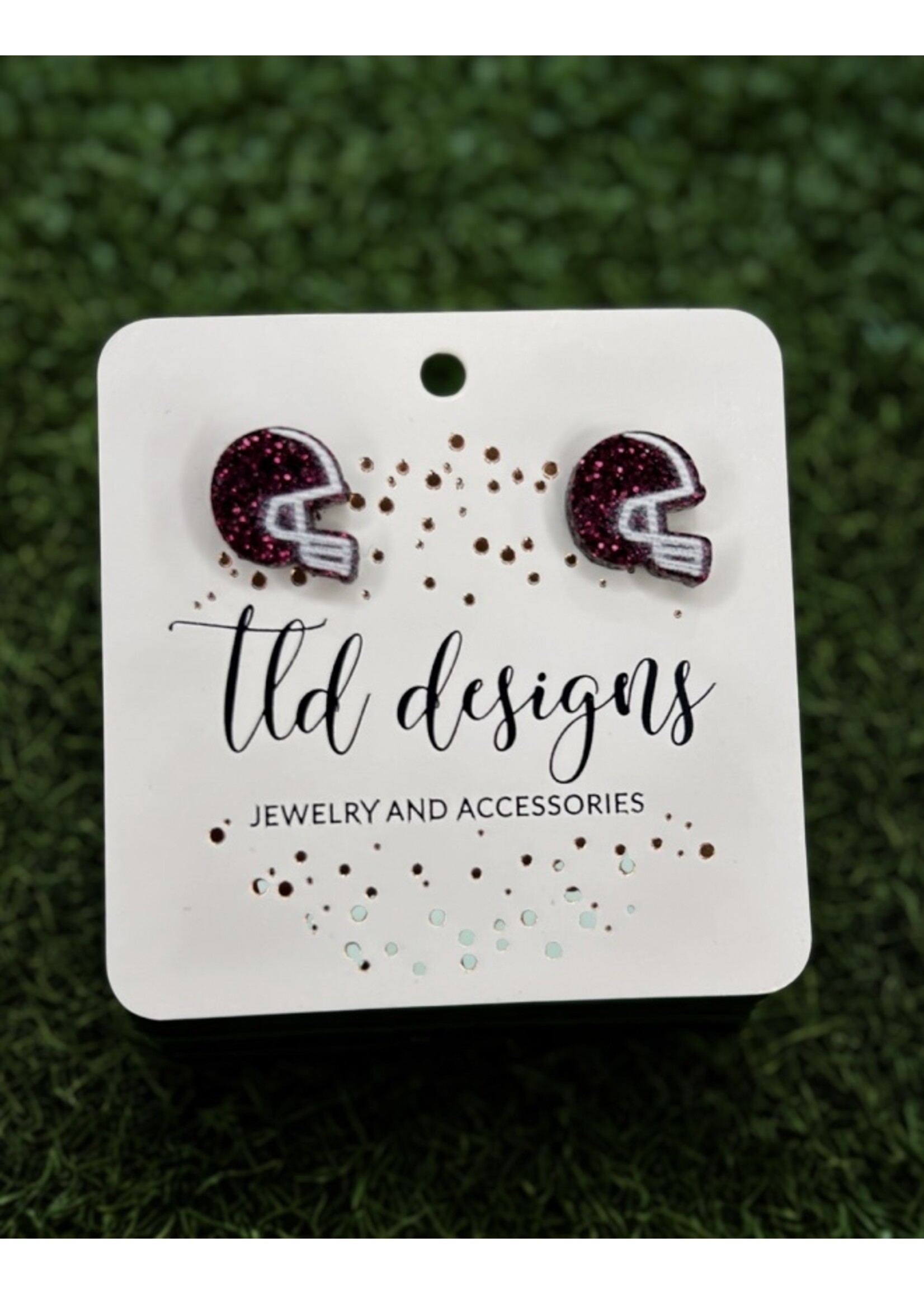 TLD Designs TLD Designs Schreiner Football Helmets Stud Earrings Maroon