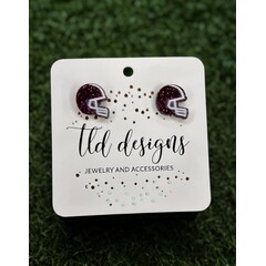 TLD Designs TLD Designs Schreiner Football Helmets Stud Earrings Maroon