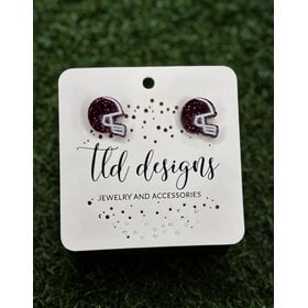 TLD Designs TLD Designs Schreiner Football Helmets Stud Earrings Maroon