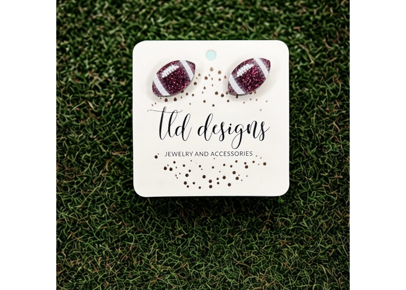 TLD Designs TLD Designs Schreiner Footballs Stud Earrings Maroon
