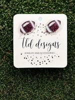 TLD Designs TLD Designs Schreiner Footballs Stud Earrings Maroon