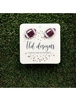 TLD Designs TLD Designs Schreiner Footballs Stud Earrings Maroon