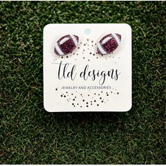 TLD Designs TLD Designs Schreiner Footballs Stud Earrings Maroon