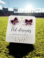 TLD Designs TLD Designs Schreiner Maroon Outlined Bow Stud Earrings