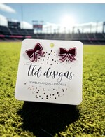 TLD Designs TLD Designs Schreiner Maroon Outlined Bow Stud Earrings