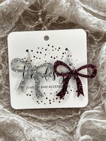 TLD Designs TLD Designs Bowdangles Maroon/Silver Glitter