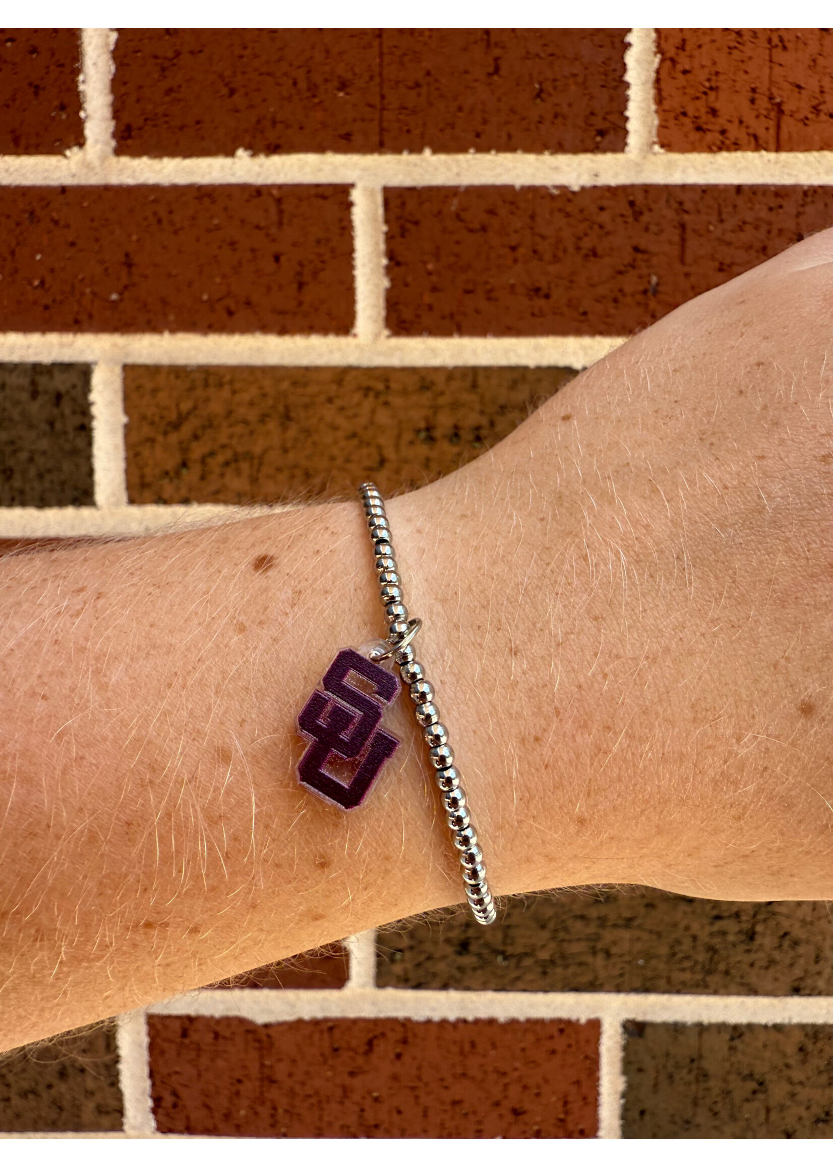 TLD Designs TLD Designs Schreiner Silver Stretch Bracelet with Acrylic SU Charm