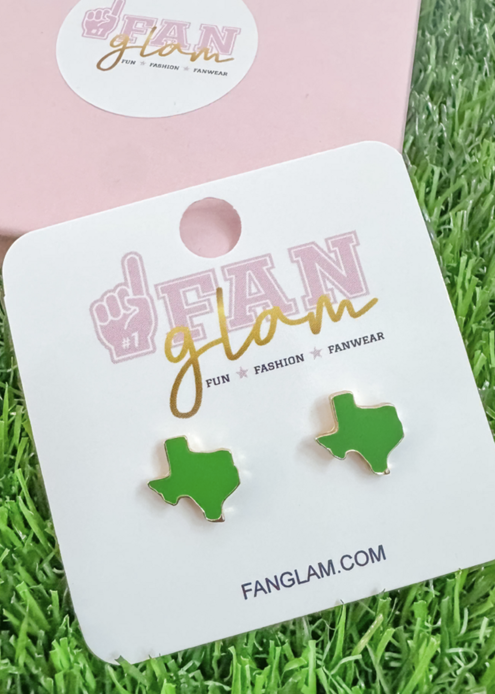 Fan Glam Texas Green Stud Earring