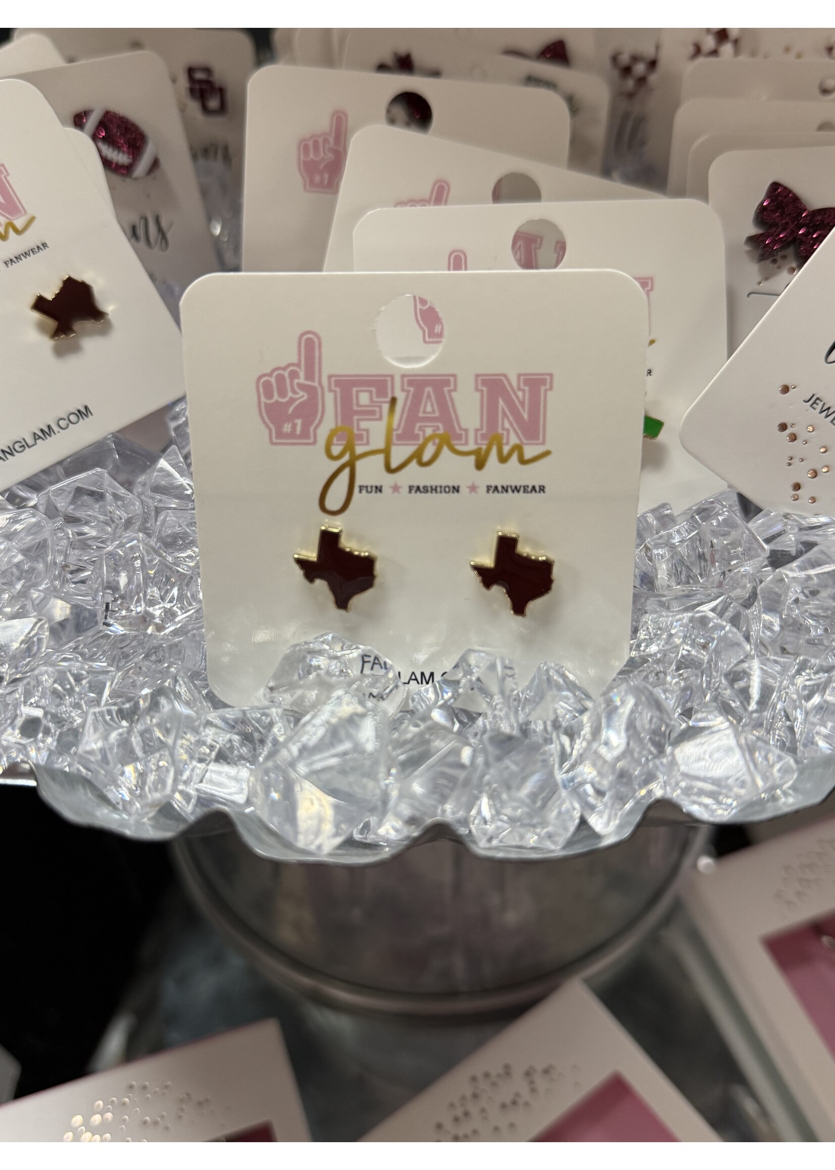 Fan Glam Maroon Texas Stud Earring